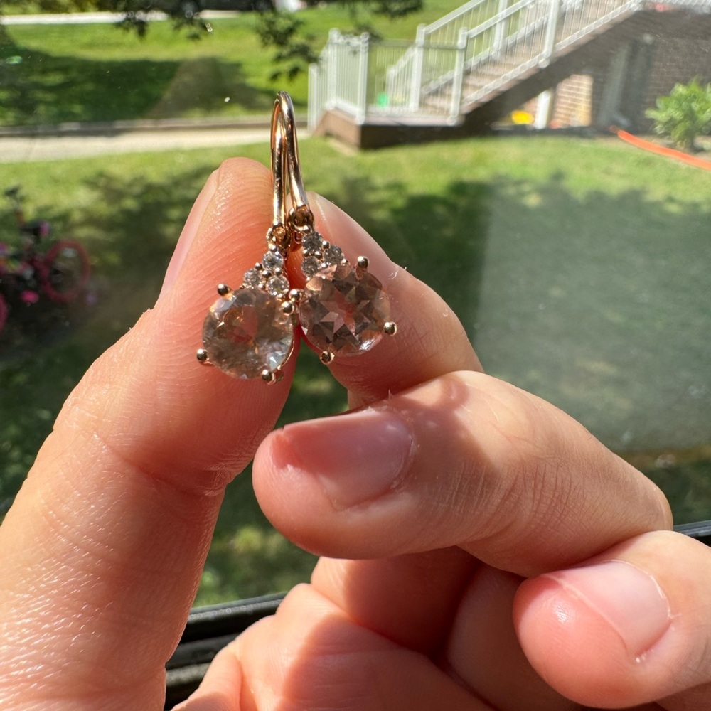 Beautiful rose gold earrings with natural diamonds